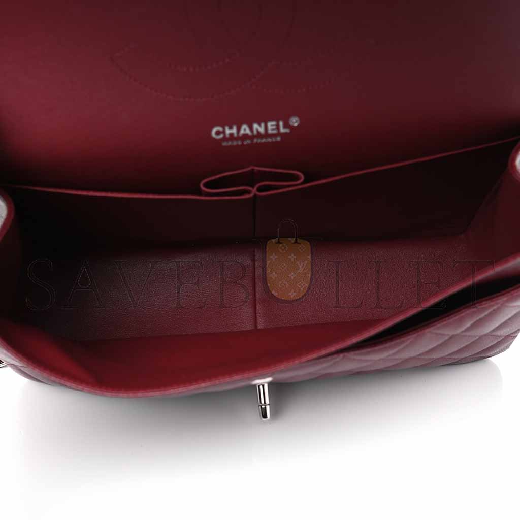 Ch*el medium caviar quilted flap burgundy (25.5*15.5*6.5cm)